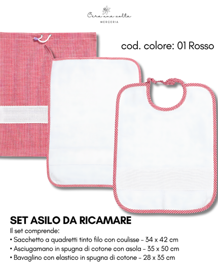 Set asilo a quadretti da ricamo
