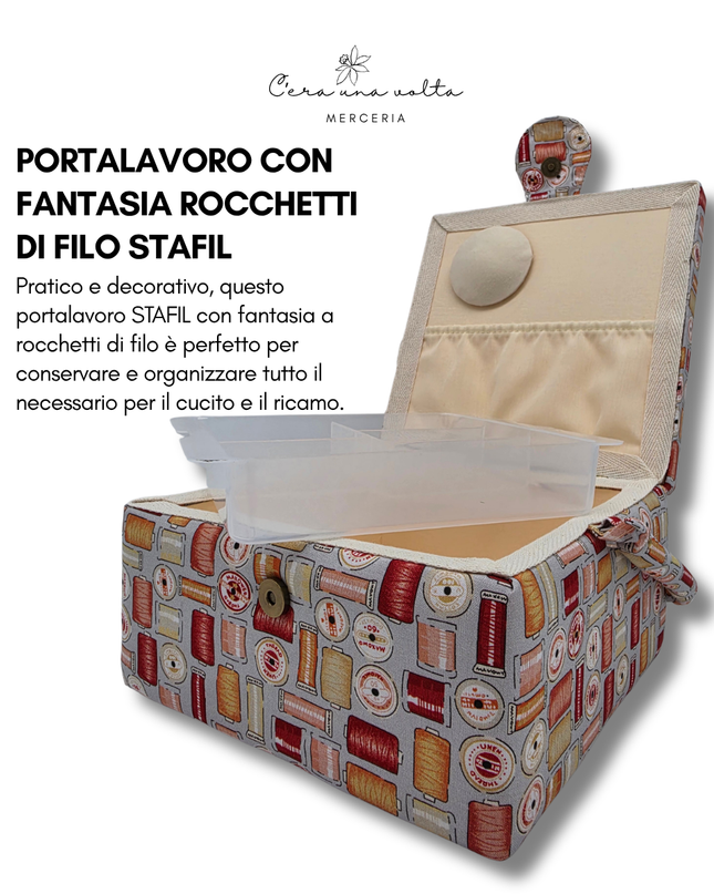 Portalavoro con fantasia rocchetti di filo STAFIL