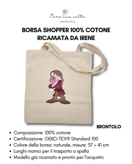 Borsa Shopper 100% Cotone Ricamata da Irene