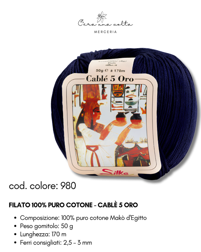 Filato 100% Puro Cotone - Cablè 5 ORO