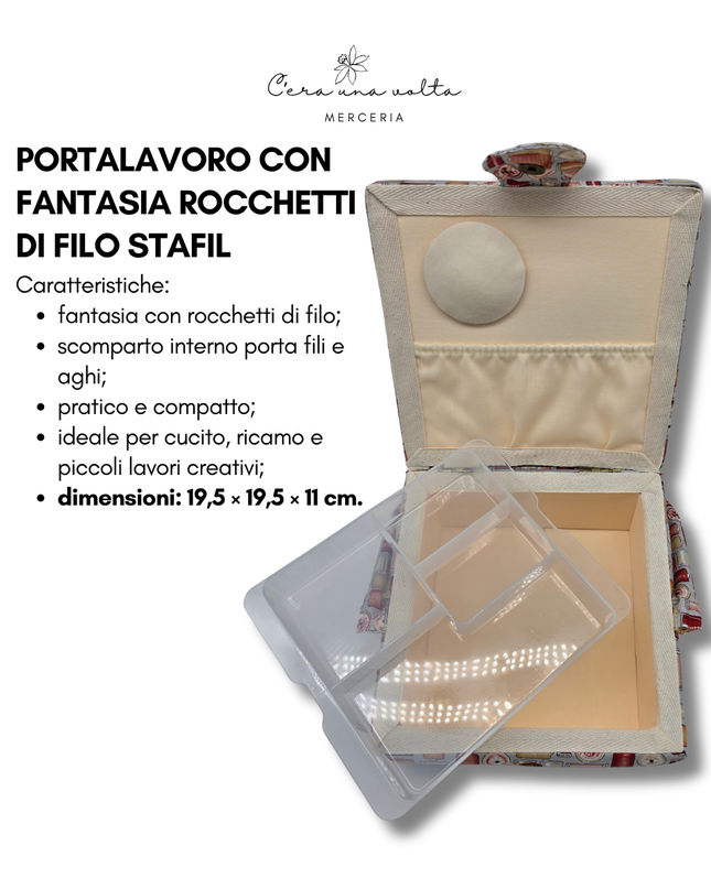 Portalavoro con fantasia rocchetti di filo STAFIL