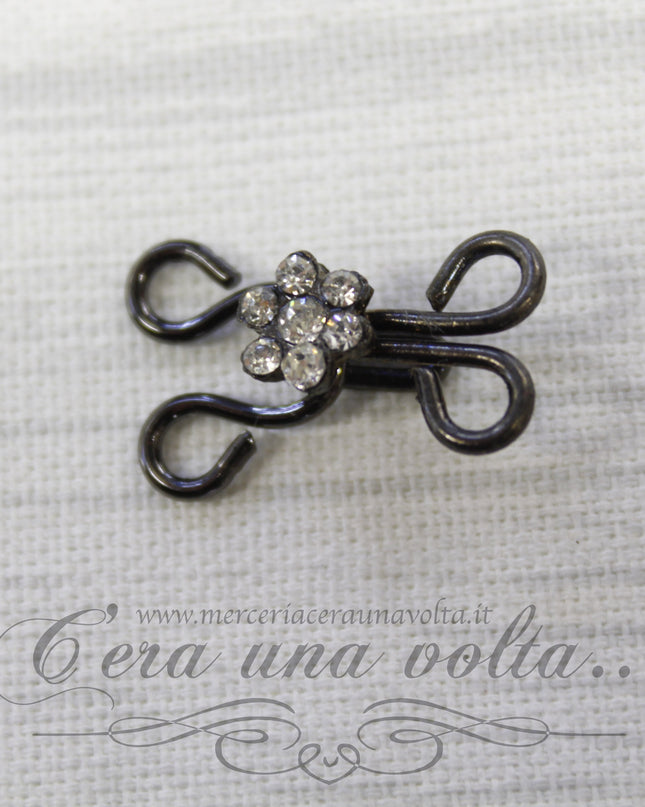 Ganci per abbigliamento con strass a fiore
