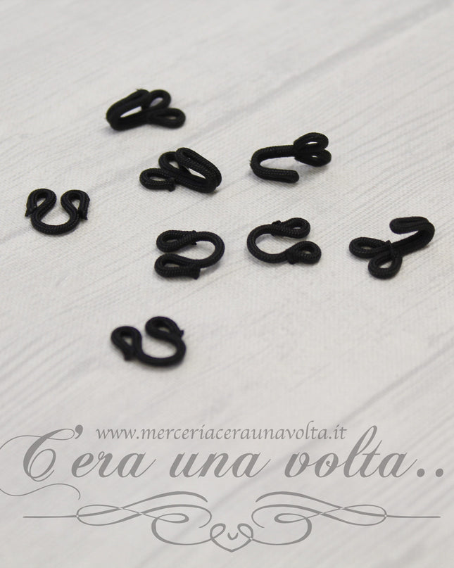 6 Pz Agganciature rivestite nere piccole