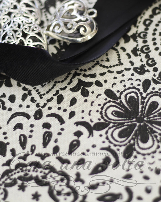 Tessuto stampa cachemire Nero