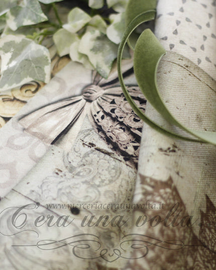 Cm 70 x 47 Scampolo Stoffa Stampata Vittoriana