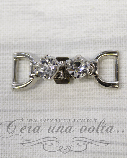 Ganci per abbigliamento argento con doppio strass