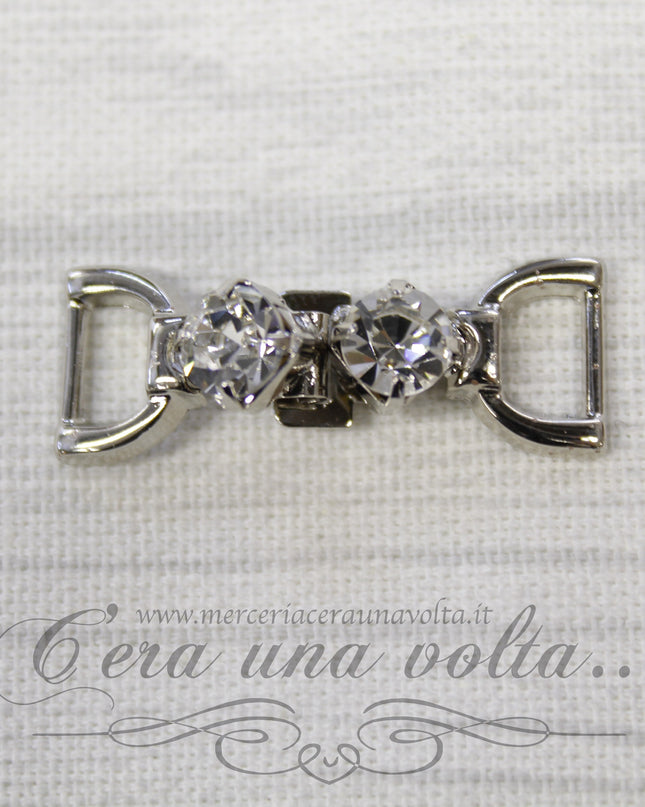 Ganci per abbigliamento argento con doppio strass