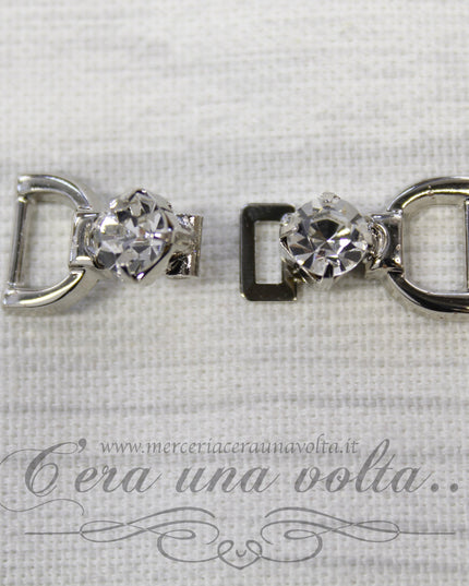Ganci per abbigliamento argento con doppio strass