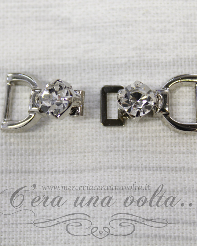 Ganci per abbigliamento argento con doppio strass