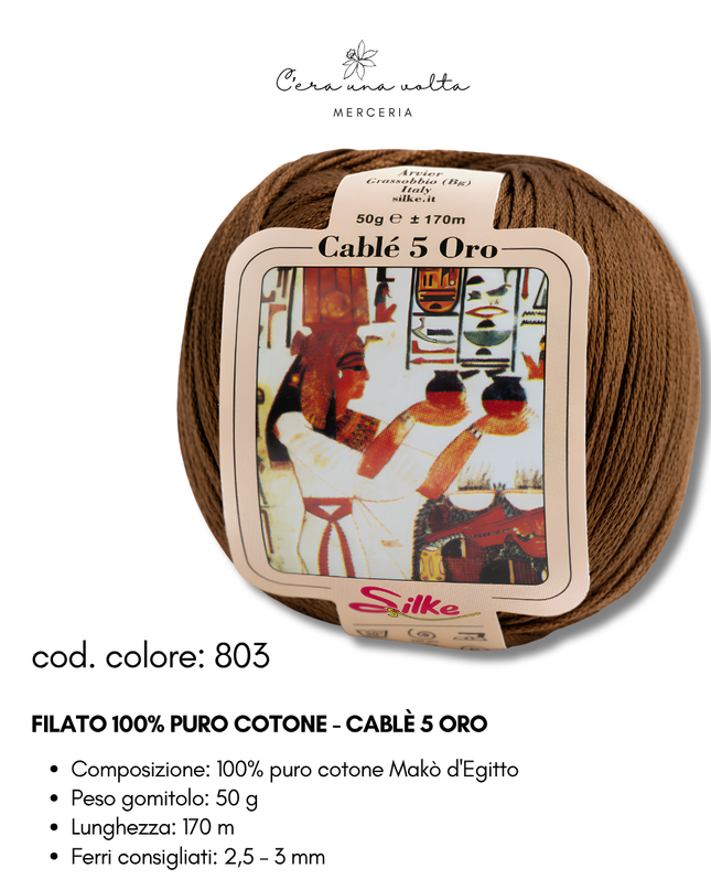 Filato 100% Puro Cotone - Cablè 5 ORO