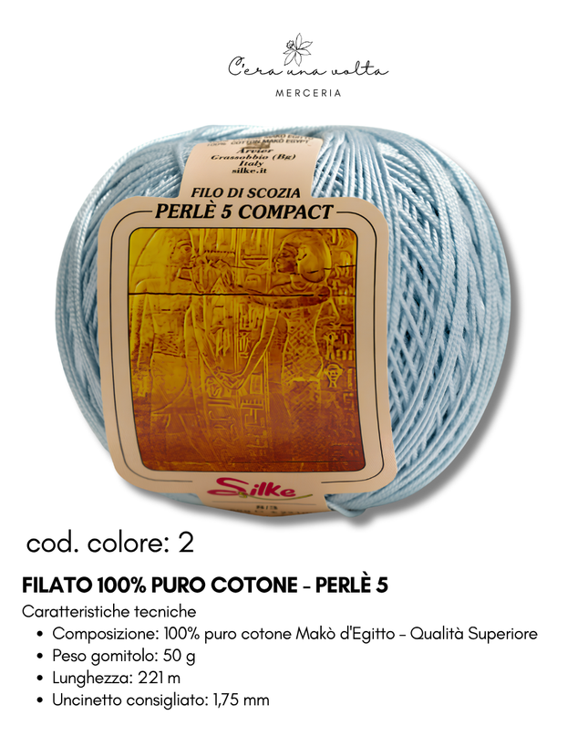 Filato 100% Puro Cotone - Perlè 5 e Perlè 8