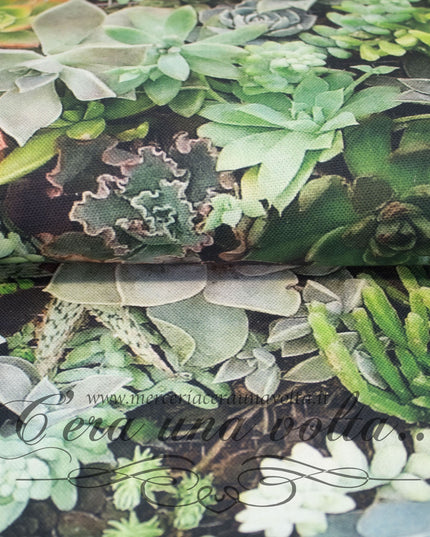 cm 70 x 50 Scampolo Tessuto Succulent Garden