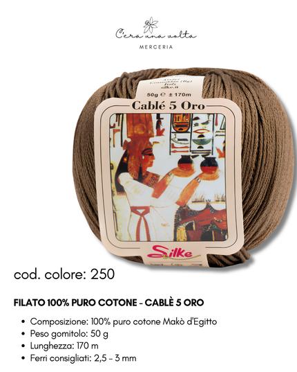 Filato 100% Puro Cotone - Cablè 5 ORO