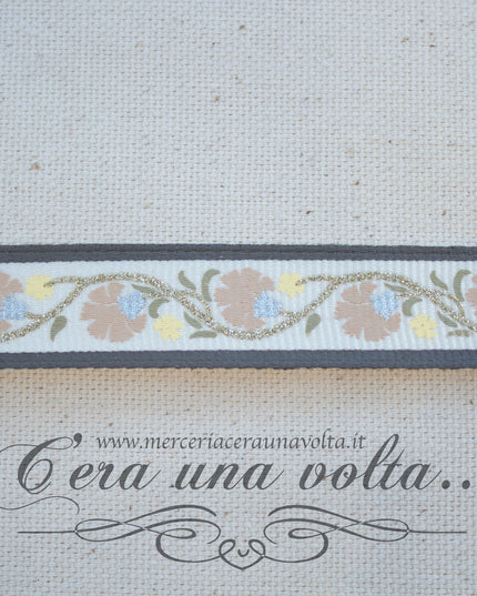 Nastro Gross Grain Stampato Beige