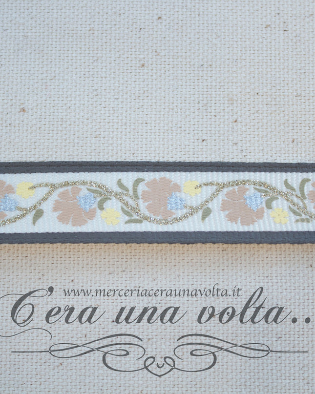 Nastro Gross Grain Stampato Beige