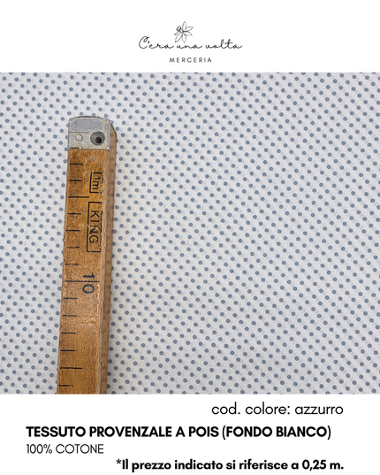 Tessuto provenzale a pois (fondo bianco)