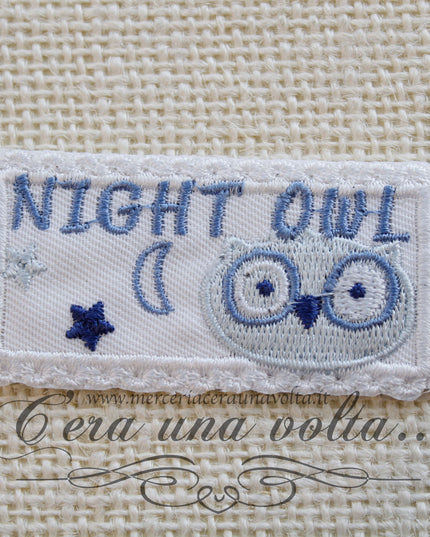 Etichetta per buchi termo adesiva ricamata Owl