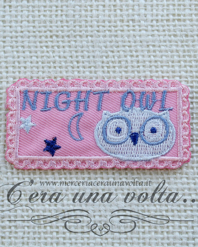 Etichetta per buchi termo adesiva ricamata Owl