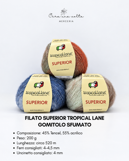 Filato Superior Tropical Lane – gomitolo sfumato da 200 g