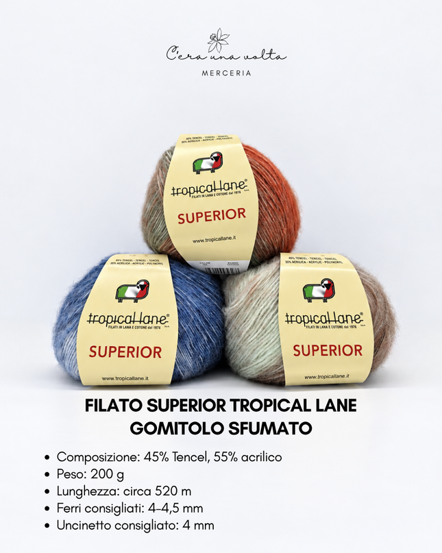 Filato Superior Tropical Lane – gomitolo sfumato da 200 g