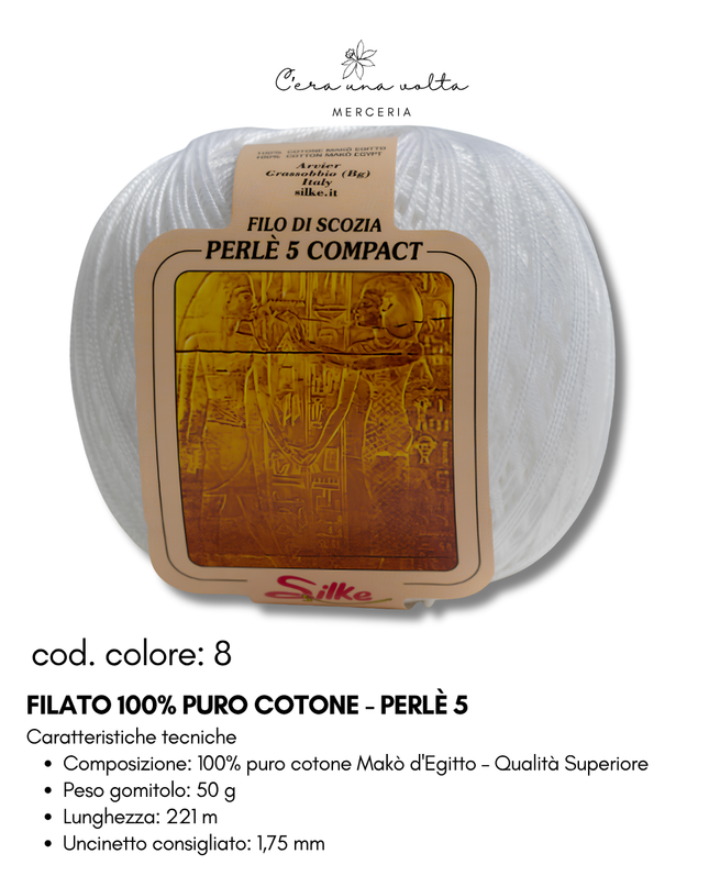 Filato 100% Puro Cotone - Perlè 5 e Perlè 8