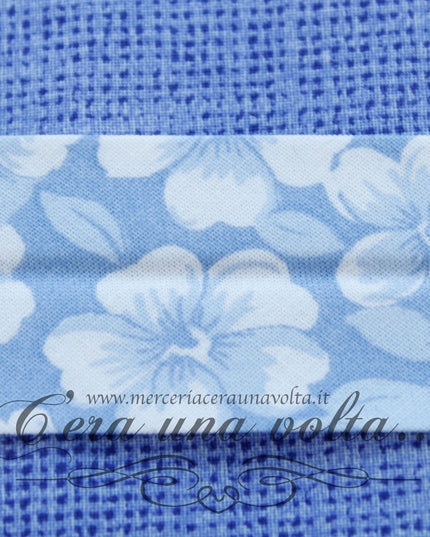 Sbieco di cotone a fiori Azzurro