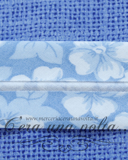 Sbieco di cotone a fiori Azzurro