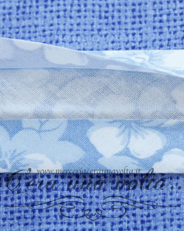Sbieco di cotone a fiori Azzurro