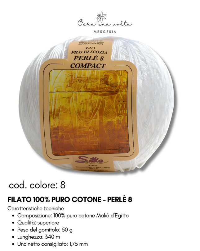 Filato 100% Puro Cotone - Perlè 5 e Perlè 8