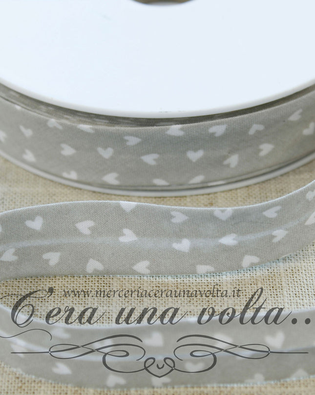 Sbieco di cotone cuori Grigio Seta
