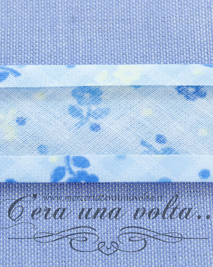 Sbieco di cotone fiori Azzurri