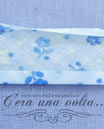 Sbieco di cotone fiori Azzurri