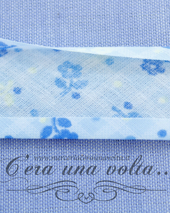 Sbieco di cotone fiori Azzurri