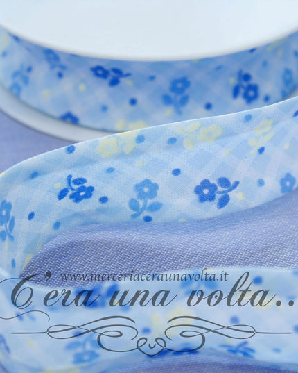 Sbieco di cotone fiori Azzurri