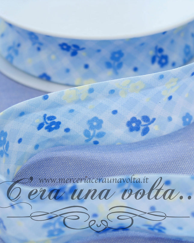 Sbieco di cotone fiori Azzurri