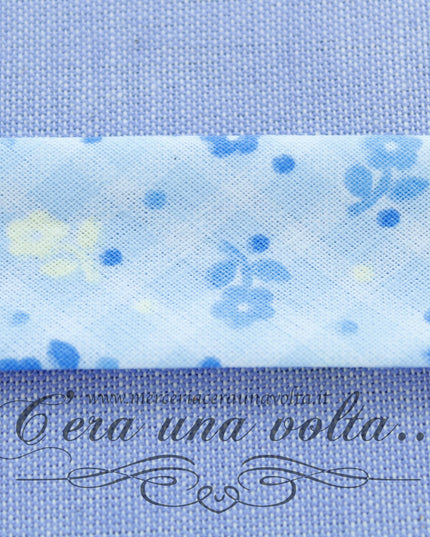 Sbieco di cotone fiori Azzurri