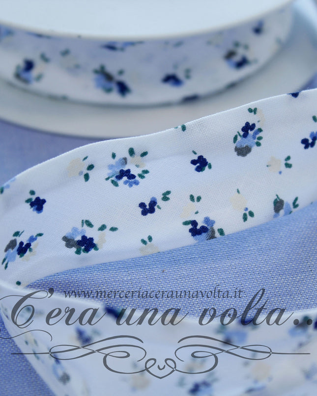 Sbieco di cotone fiorellini Blu