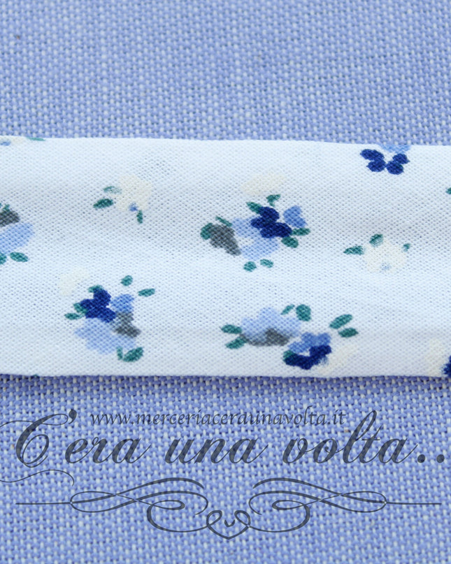 Sbieco di cotone fiorellini Blu