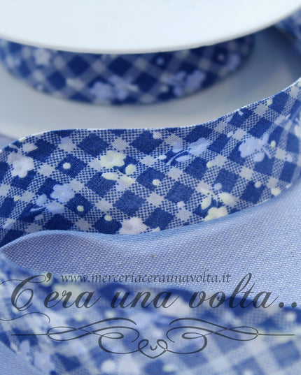 Sbieco di cotone fiori Blu