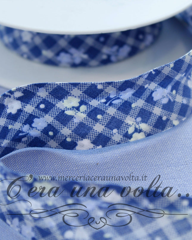 Sbieco di cotone fiori Blu