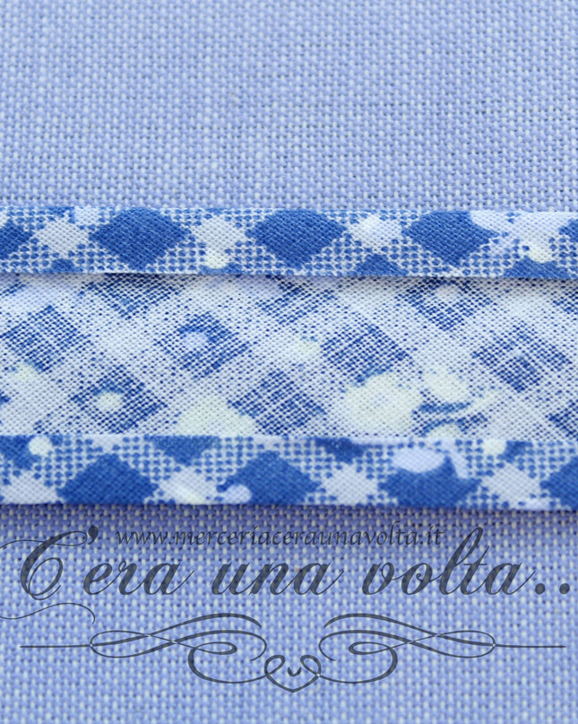 Sbieco di cotone fiori Blu
