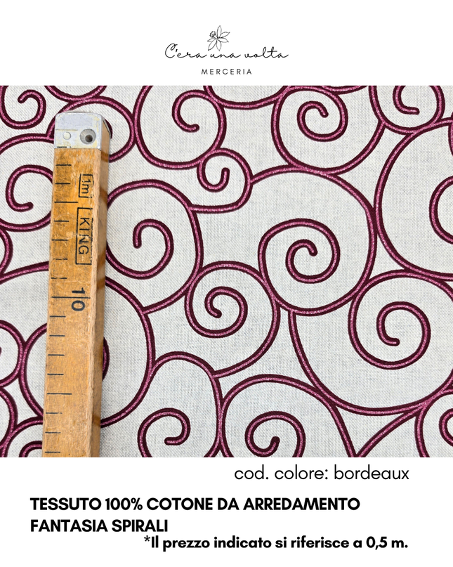 Tessuto 100% Cotone da Arredamento – Fantasia Spirali