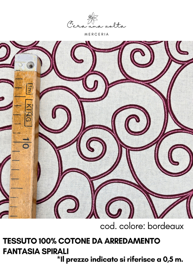 Tessuto 100% Cotone da Arredamento – Fantasia Spirali