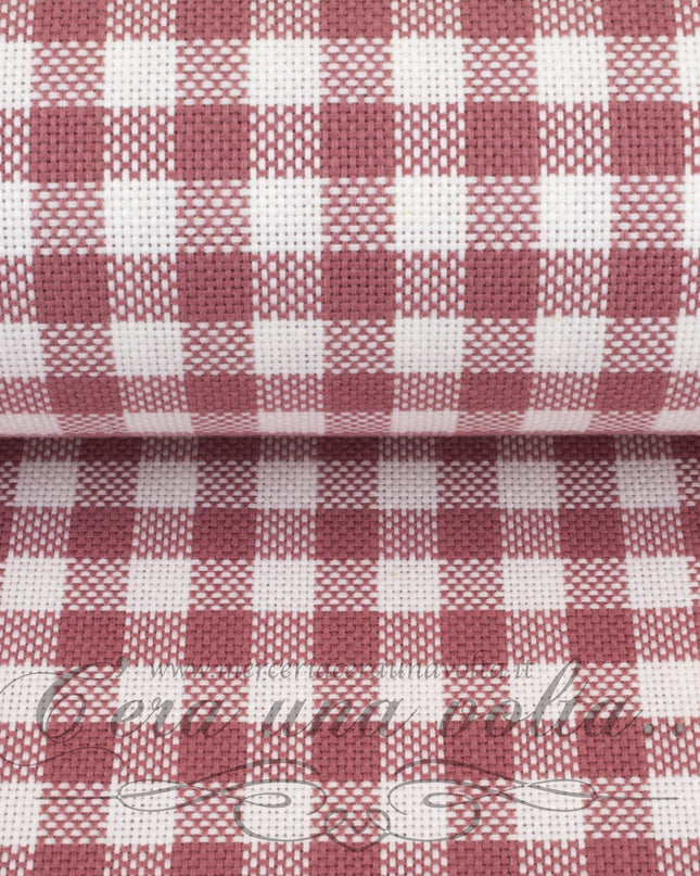 Tessuto in cotone a quadri Rosa Antico
