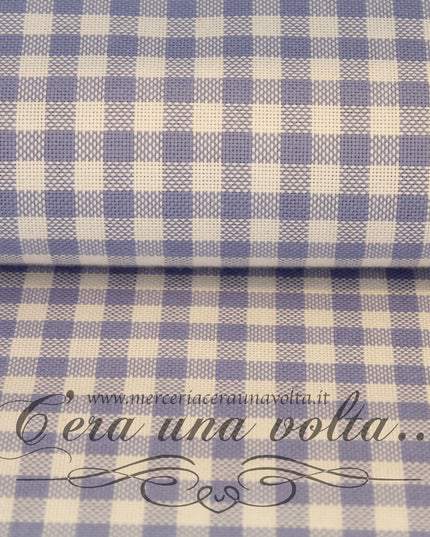 Tessuto in cotone a quadri Azzurro