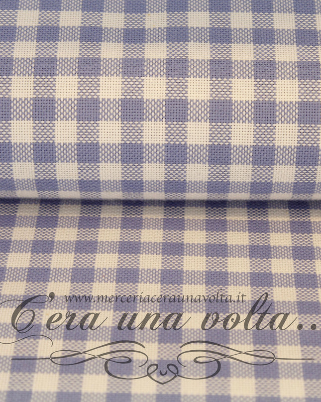 Tessuto in cotone a quadri Azzurro