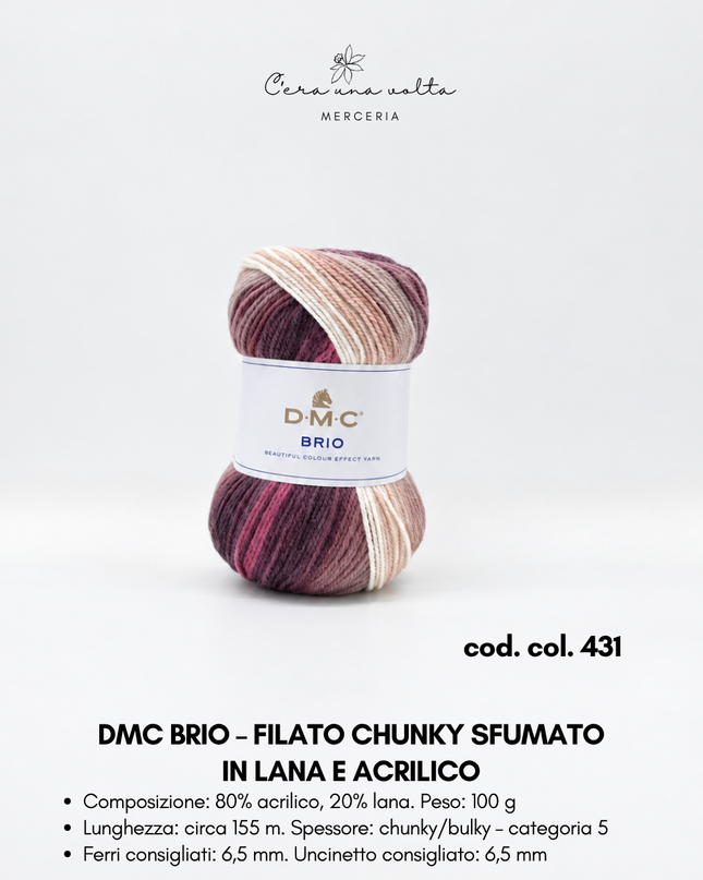 DMC Brio – Filato sfumato in lana e acrilico da 100 g