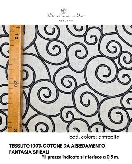 Tessuto 100% Cotone da Arredamento – Fantasia Spirali