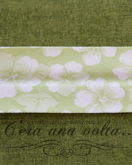 Sbieco di cotone a fiori Verde Pistacchio