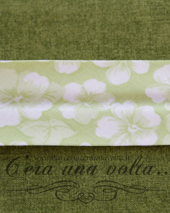 Sbieco di cotone a fiori Verde Pistacchio